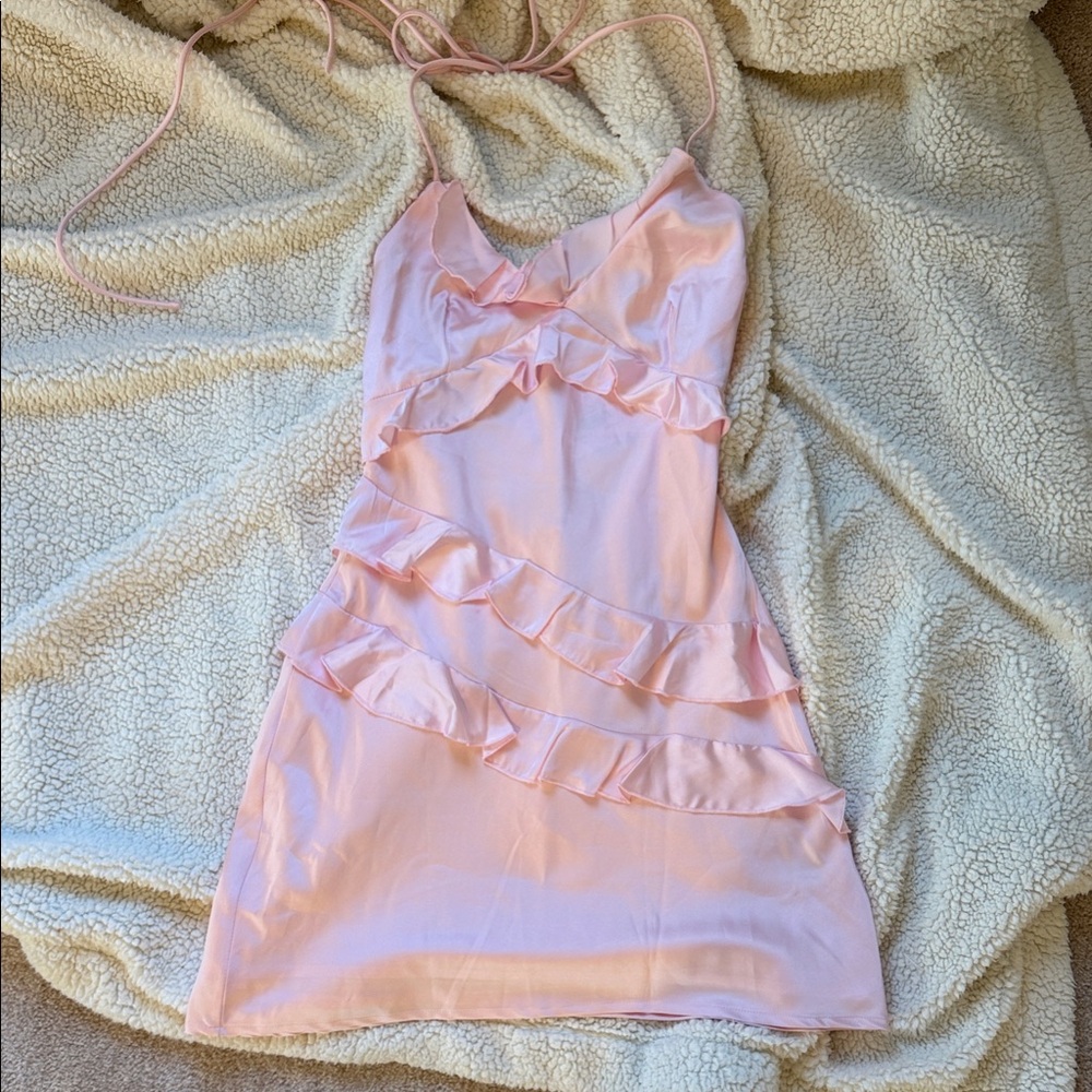 Beginnings Pink Ruffled Mini Dress